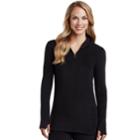 Women's Cuddl Duds Half-zip Hooded Fleece, Size: Large, Black