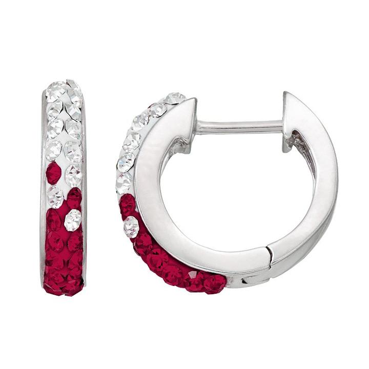 Florida State Seminoles Crystal Sterling Silver Huggie Hoop Earrings, Women's, Purple