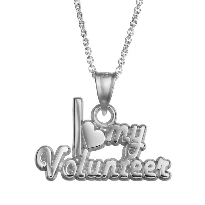 Insignia Collection Sterling Silver I Love My Volunteer Pendant Necklace, Women's, Size: 18, Multicolor
