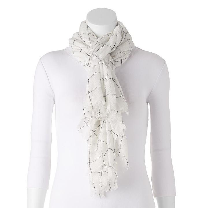 Apt. 9&reg; Window Pane Frayed Wrap, Women's, Natural