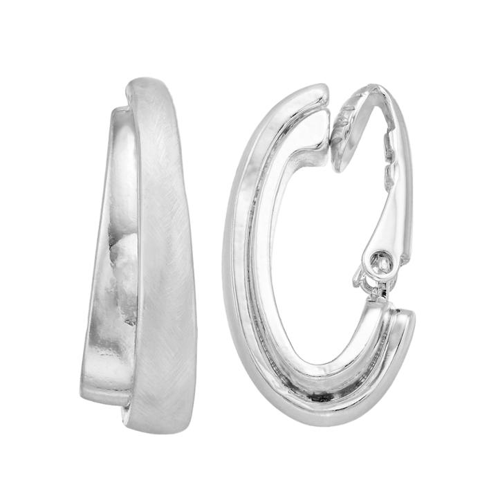 Dana Buchman Silver Tone J Hoop Clip On Earrings, Women's