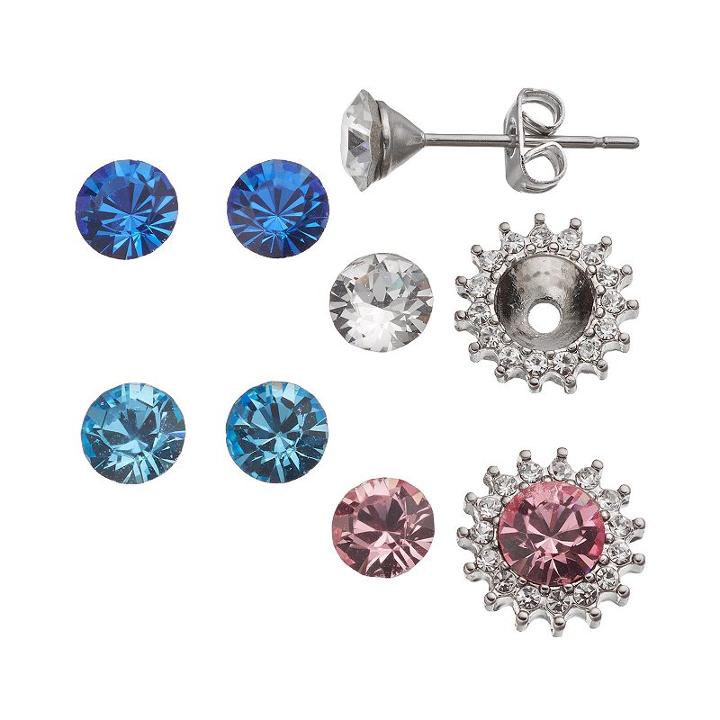 Charming Inspirations Interchangeable Halo Stud Earring Set, Women's, Pink
