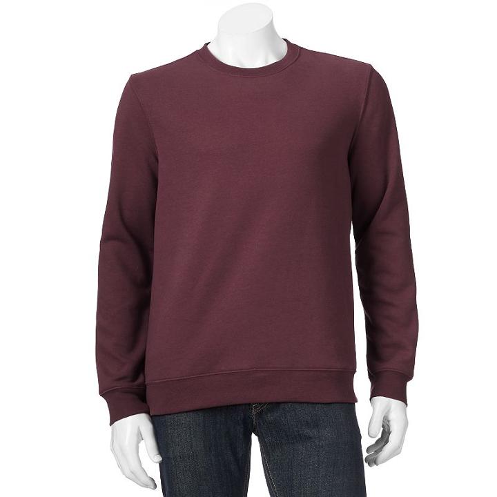 Men's Croft & Barrow&reg; Easy-care Fleece Crewneck Sweatshirt, Size: Medium, Red