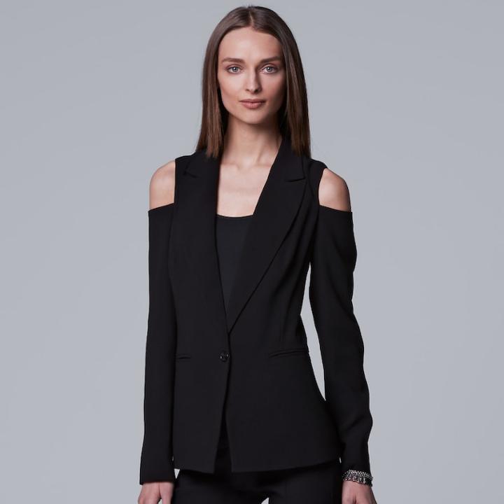 Women's Simply Vera Vera Wang Cold-shoulder Blazer, Size: Small, Black