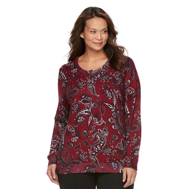 Plus Size Croft & Barrow&reg; Button Front Cardigan, Women's, Size: 3xl, Dark Red