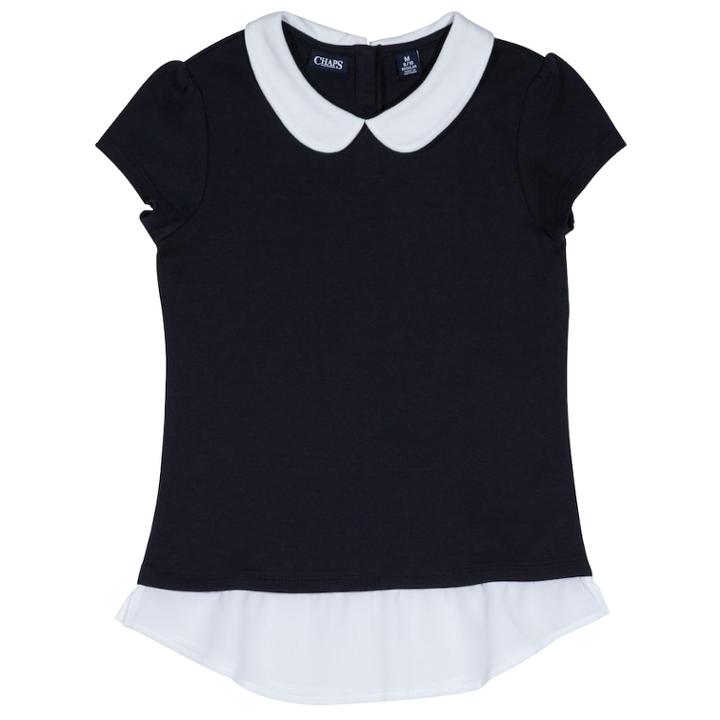 Girls 4-16 Chaps School Uniform Peter Pan Collar Top, Size: 6, Blue (navy)