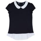 Girls 4-16 Chaps School Uniform Peter Pan Collar Top, Size: 6, Blue (navy)