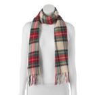 Softer Than Cashmere Plaid Fringed Oblong Scarf, Women's, White