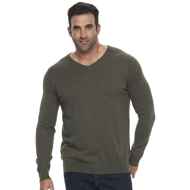 Big & Tall Croft & Barrow® True Comfort Classic-fit Easy-care V-neck Sweater, Men's, Size: Xl Tall, Dark Green