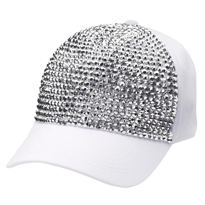 Women's Mudd&reg; Bling Front Cap, White