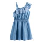 Girls 4-12 Sonoma Goods For Life&trade; Chambray Ruffle Dress, Size: 5, Light Blue