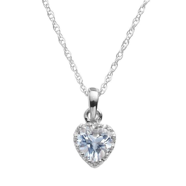 Tiara Sterling Silver Lab-created Aquamarine Heart Crown Pendant, Women's, Size: 18, Blue