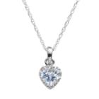 Tiara Sterling Silver Lab-created Aquamarine Heart Crown Pendant, Women's, Size: 18, Blue
