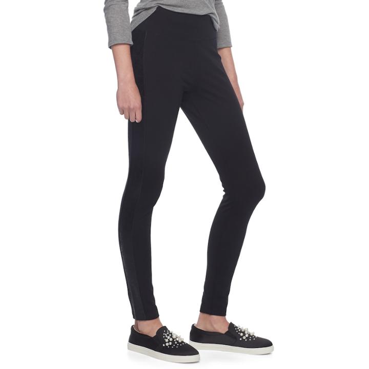 Juniors' Mudd&reg; Crackle Ponte Leggings, Teens, Size: Xl, Black