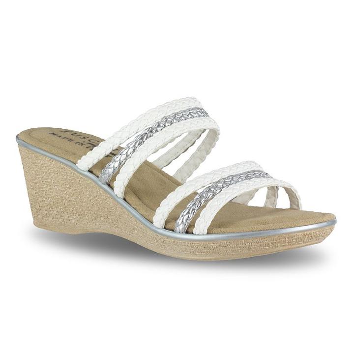 Tuscany By Easy Street Pilato Women's Wedge Sandals, Size: 6.5 Wide, White Oth