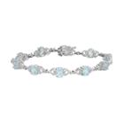 Sterling Silver Sky Blue Topaz Heart Link Bracelet, Women's, Size: 7.5