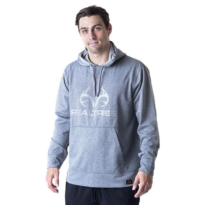 Men's Realtree Fleece Performance Hoodie, Size: Large, Med Grey