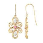 18k Gold Over Silver Gemstone Swirl Drop Earrings, Women's, Pink