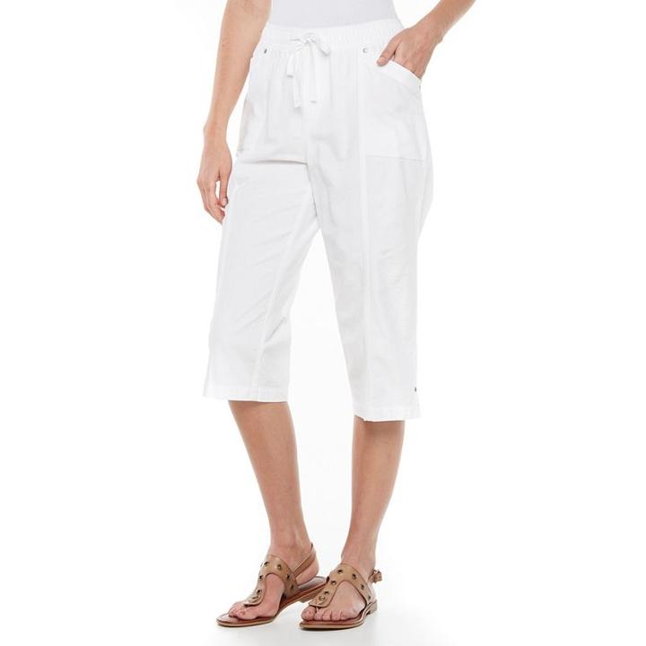 Women's Croft & Barrow&reg; Embellished Chambray Sheeting Capris, Size: Medium, White