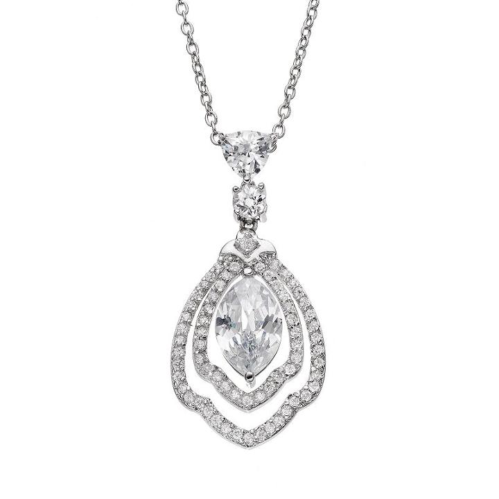 Sophie Miller Cubic Zirconia Sterling Silver Pendant Necklace, Women's, Size: 18, White