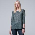 Women's Simply Vera Vera Wang Windy Jacquard Crewneck Tee, Size: Large, Grey