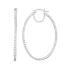 Sterling Silver 1/4 Carat T.w. Diamond Inside-out Oval Hoop Earrings, Women's, White