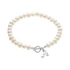 Dayna U Alabama Crimson Tide Sterling Silver Freshwater Cultured Pearl Logo Charm Toggle Bracelet, Women's, Size: 8, White