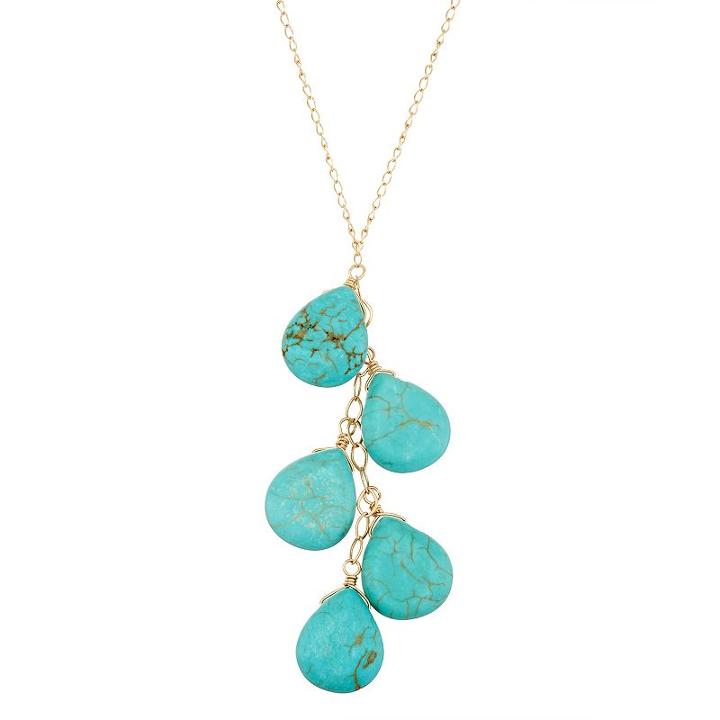 14k Gold Turquoise Y Necklace, Women's, Size: 17, Blue
