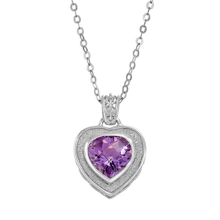 Amethyst Sterling Silver Heart Pendant Necklace, Women's, Size: 18, Purple