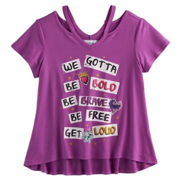 Disney D-signed Descendants 2 Girls 7-16 Be Bold Be Brave Cutout Tee, Size: Xs, Lt Purple