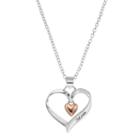 Silver Expressions By Larocks Two Tone Silver Plated Mom Heart Pendant, Women's