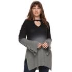 Plus Size Rock & Republic&reg; Dip-dyed Lace Up Sweater, Women's, Size: 0x, Med Grey