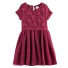 Girls 4-6x Nannette Lace Mock-layer Short Sleeved Dress, Size: 5, Red Other