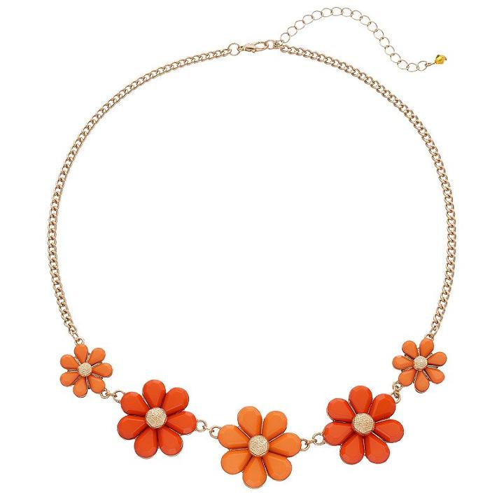Graduated Orange Flower Necklace, Women's, Pink Other