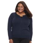 Plus Size Essential Croft & Barrow&reg; Button-front Cardigan, Women's, Size: 1xl, Blue