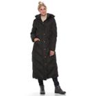 Women's Tower By London Fog Faux-fur Trim Down Long Puffer Jacket, Size: Small, Black