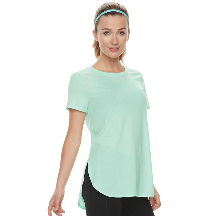Women's Tek Gear&reg; High Slit Tunic Tee, Size: Small, Lt Green