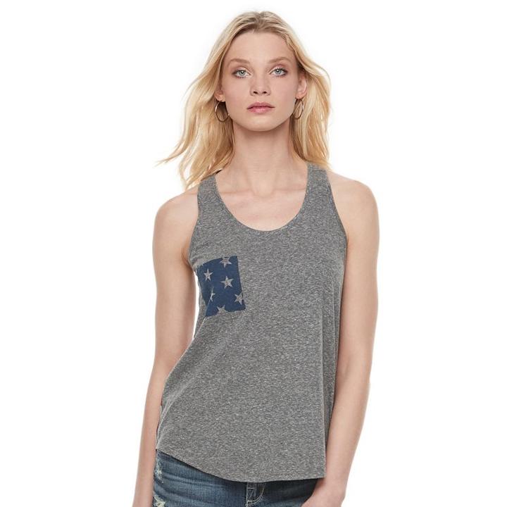 Women's Rock & Republic&reg; Stars & Stripes Graphic Tank, Size: Xs, Med Grey