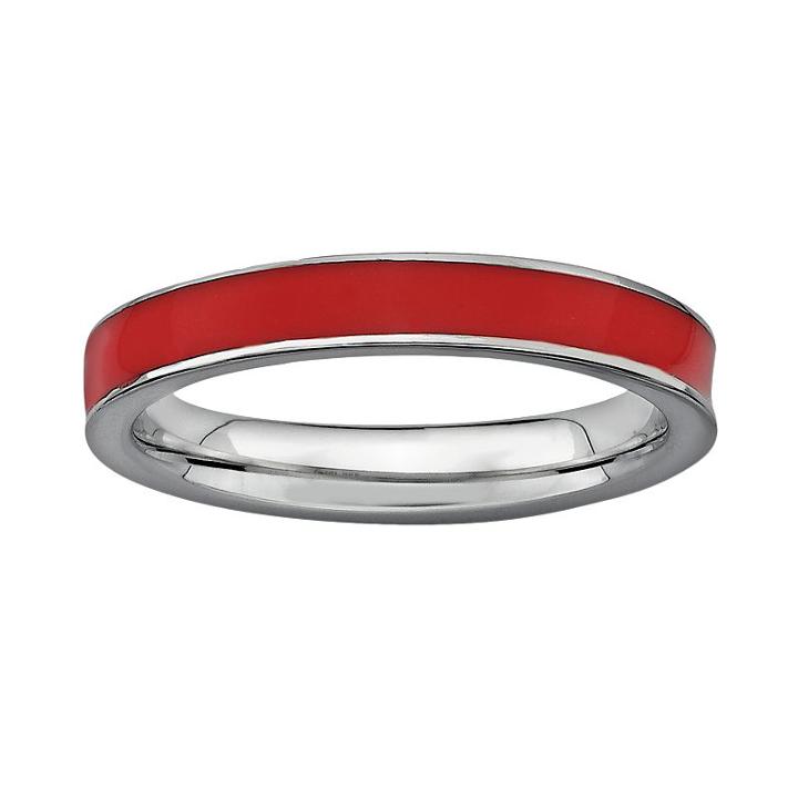Stacks And Stones Sterling Silver Red Enamel Stack Ring, Women's, Size: 8