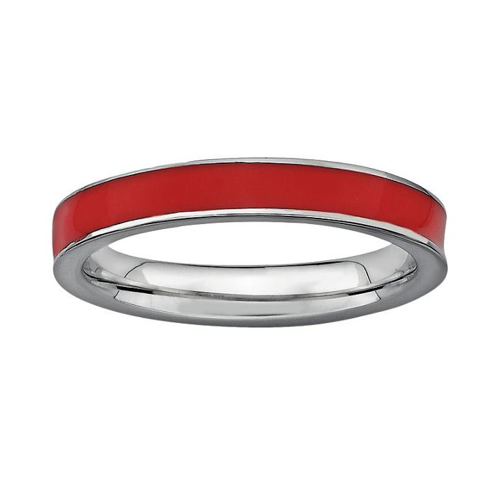 Stacks And Stones Sterling Silver Red Enamel Stack Ring, Women's, Size: 8
