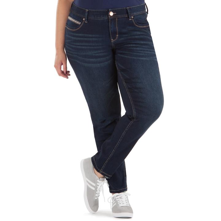 Juniors' Plus Size Amethyst Curvy Skinny Jeans, Teens, Size: 22, Dark Blue