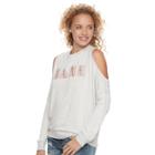 Juniors' About A Girl Babe Cold-shoulder Graphic Sweatshirt, Size: Xs, Beige Oth