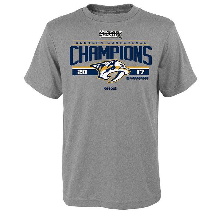 Boys 8-20 Reebok Nashville Predators 2017 Conference Champions Locker Room Tee, Boy's, Size: M(10-12), Grey