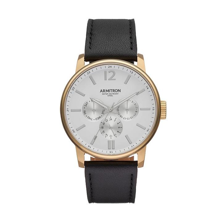 Armitron Men's Leather Watch - 20/5217wtgpbk, Size: Large, Black