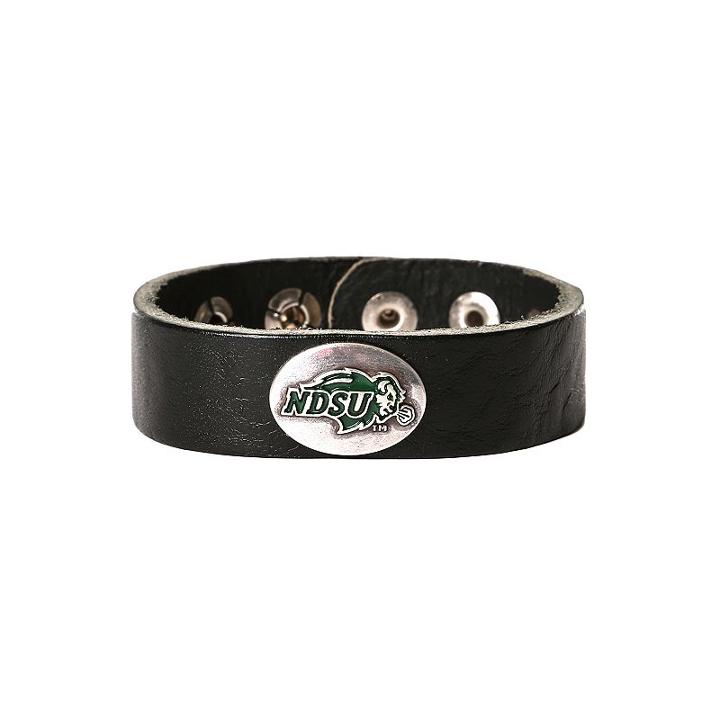 Women's North Dakota State Bison Leather Concho Bracelet, Black