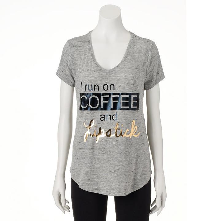 Women's Apt. 9&reg; V-neck Graphic Tee, Size: Small, Med Grey