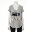 Women's Apt. 9&reg; V-neck Graphic Tee, Size: Small, Med Grey