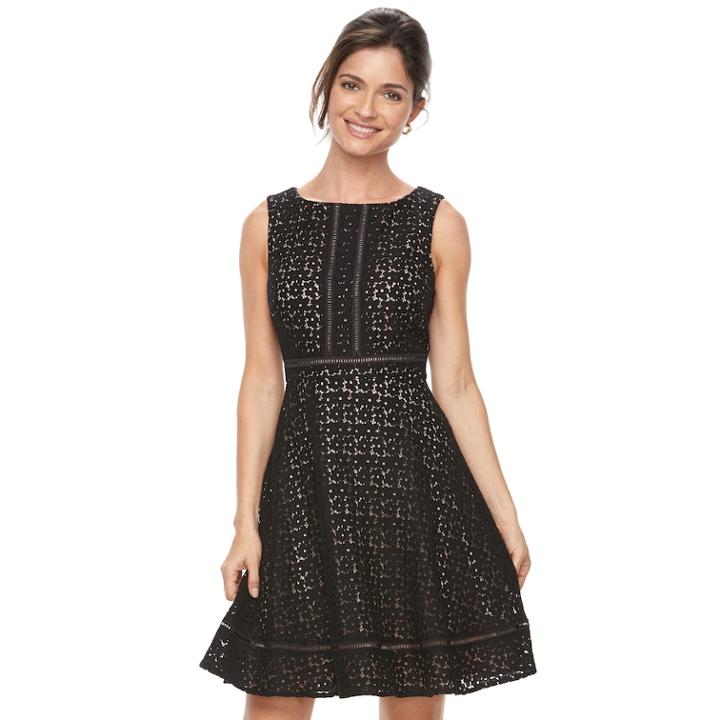 Women's Jessica Howard Lace Overlay Fit & Flare Dress, Size: 10, Light Grey