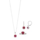 Sterling Silver Lab-created Ruby & White Sapphire Halo Jewelry Set, Women's, Size: 6, Red