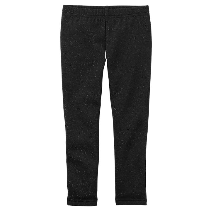 Girls 4-8 Carter's Sparkle Fleece Leggings, Size: 8, Black